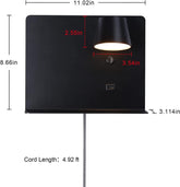 Modern LED Wall Light with USB Port & Shelf – 6W 520LM Adjustable Reading Wall Sconce, Warm White 2700K Lamp for Bedroom & Living Room